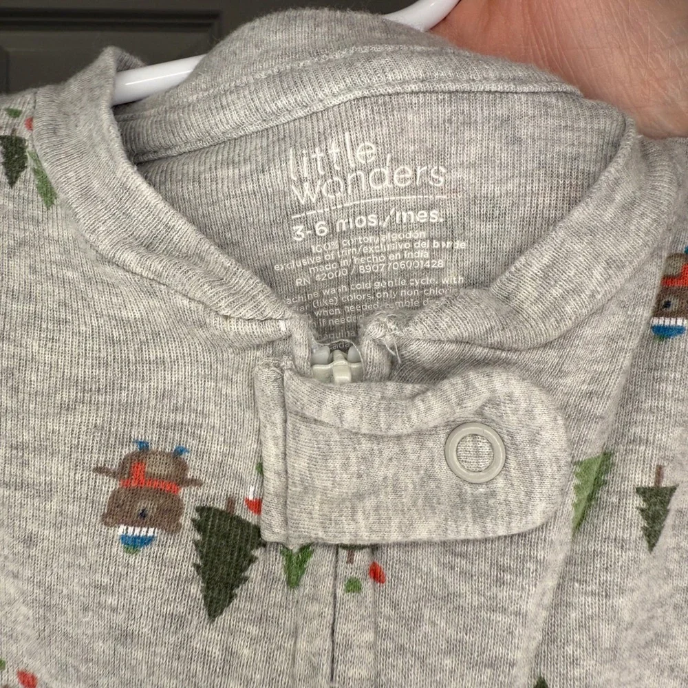 Little Wonders Baby Boys Gray Bear Tree Footed Pajamas Size 3-6 Months‎